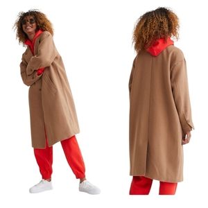 H&M Camel Single Breasted Wool Blend Coat size XXS (oversized/relaxed fit)